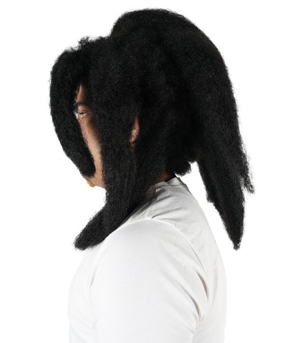 HPO Unisex Shoulder-Length Black and Brown Dreadlock Wig | Flame-retardant Synthetic Fiber | Lightweight Capless Design for Halloween and Party