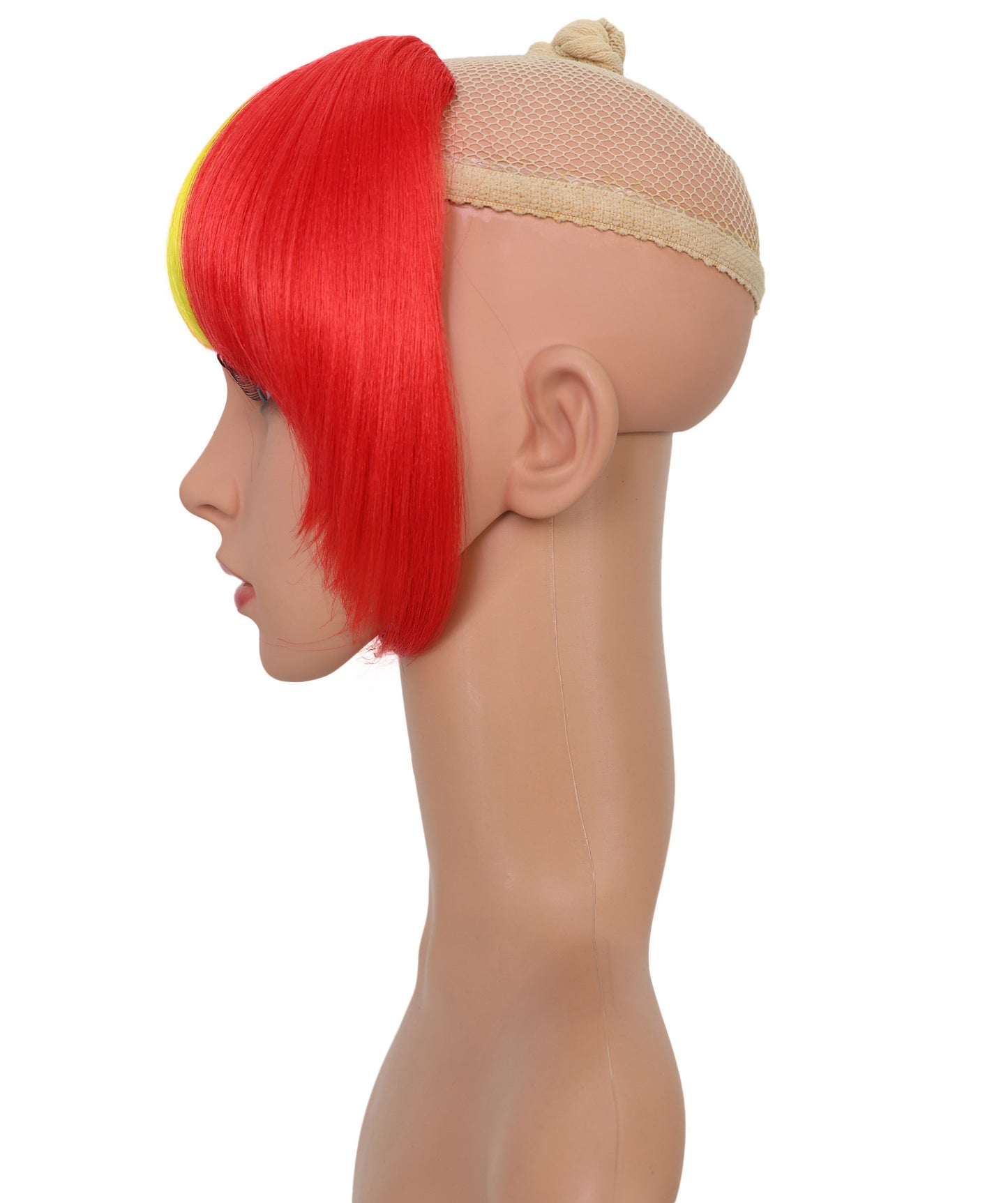 HPO Women's Short Straight Romania Flag Wig – Tricolor Fringe Style | Ideal for Sports Fans & National Celebrations