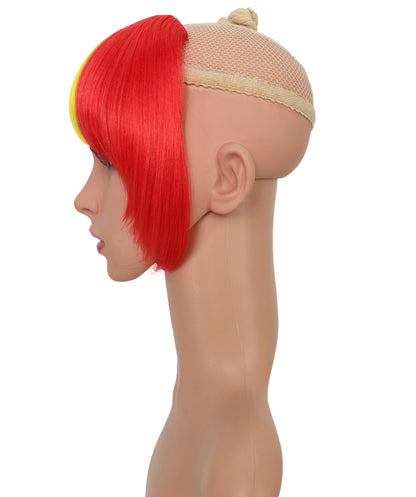 HPO Women's Short Straight Romania Flag Wig – Tricolor Fringe Style | Ideal for Sports Fans & National Celebrations