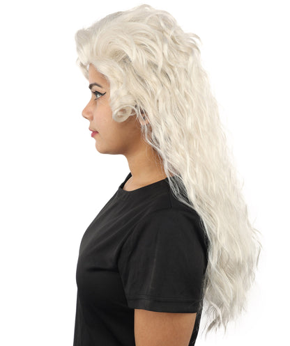 HPO Women's Elegant Fantasy Updo wig | Grey, created of flame-retardant synthetic fiber, sculpted flowing waves, capless base | Theater stage, Halloween, drag, costume events