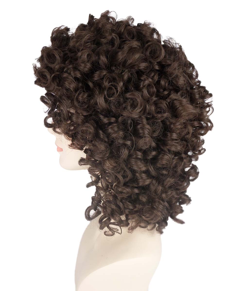 HPO Women's Medium Curly Olympian Lady Wig Collection | Fancy Halloween Wigs | Premium Breathable Capless Cap