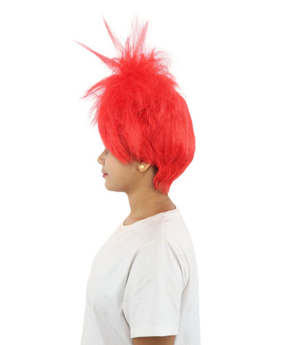 HPO Women’s 15-Inch Orange Spiky Troll Wig | Fun Animated Character | Bright and Bold Look for Halloween, Cosplay, and Themed Party