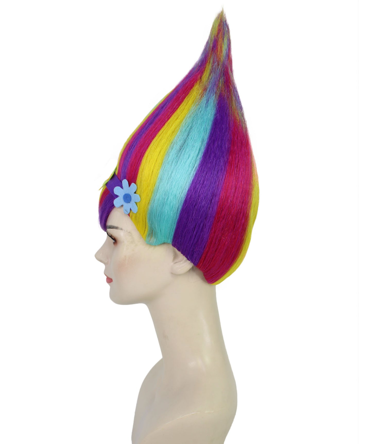 Women’s Rainbow Onion -Style High-Point Troll Wig | Ideal for Halloween | Breathable Capless Cap