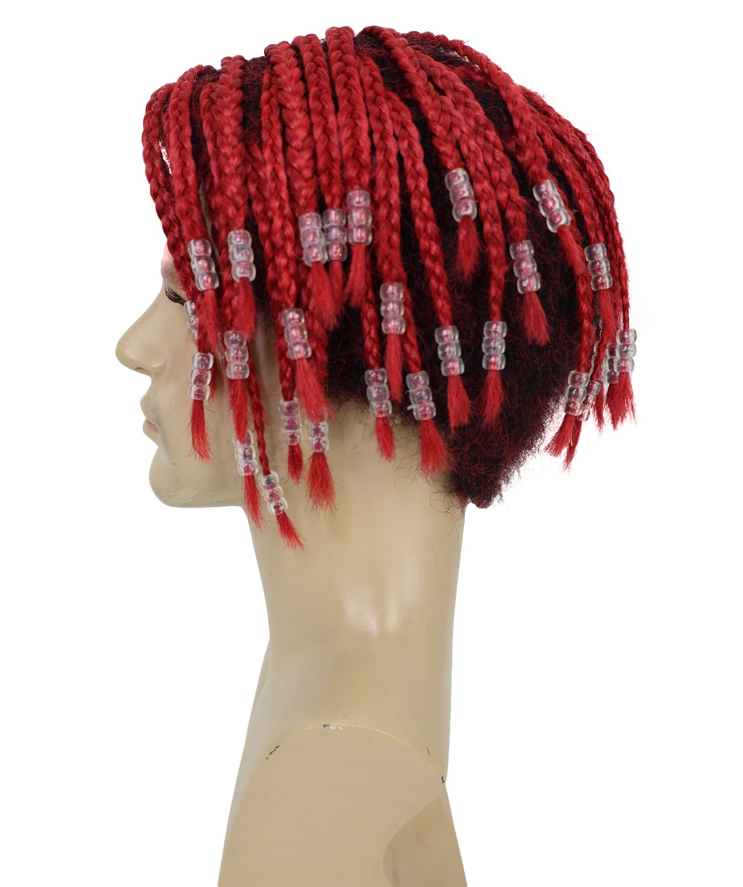 HPO Men’s Red Dreadlocks Wig | Short Synthetic Rapper-Style Hairpiece for Costumes, Performances & Events | Breathable Capless Cap