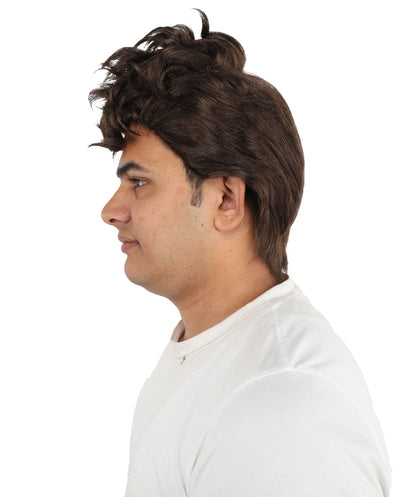 HPO Men’s Dark Brown Wig | Messy, Textured Look for Casual, Fun Styles | Ideal for Halloween, Cosplay and Themed Parties
