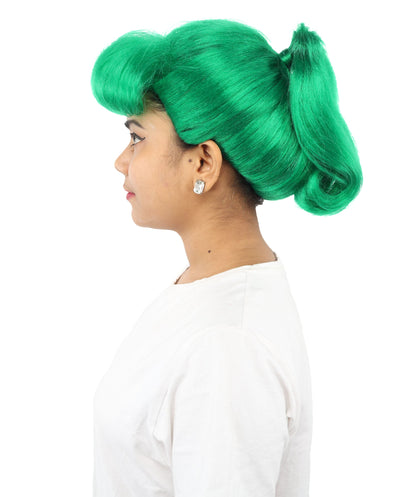 HPO Adult Women's Retro Pin-Up Wig | Multicolor Options, create of synthetic fiber, vintage curled bumper bangs with rolled back, breathable base | Party, Halloween, theater, drag, performance, costume events