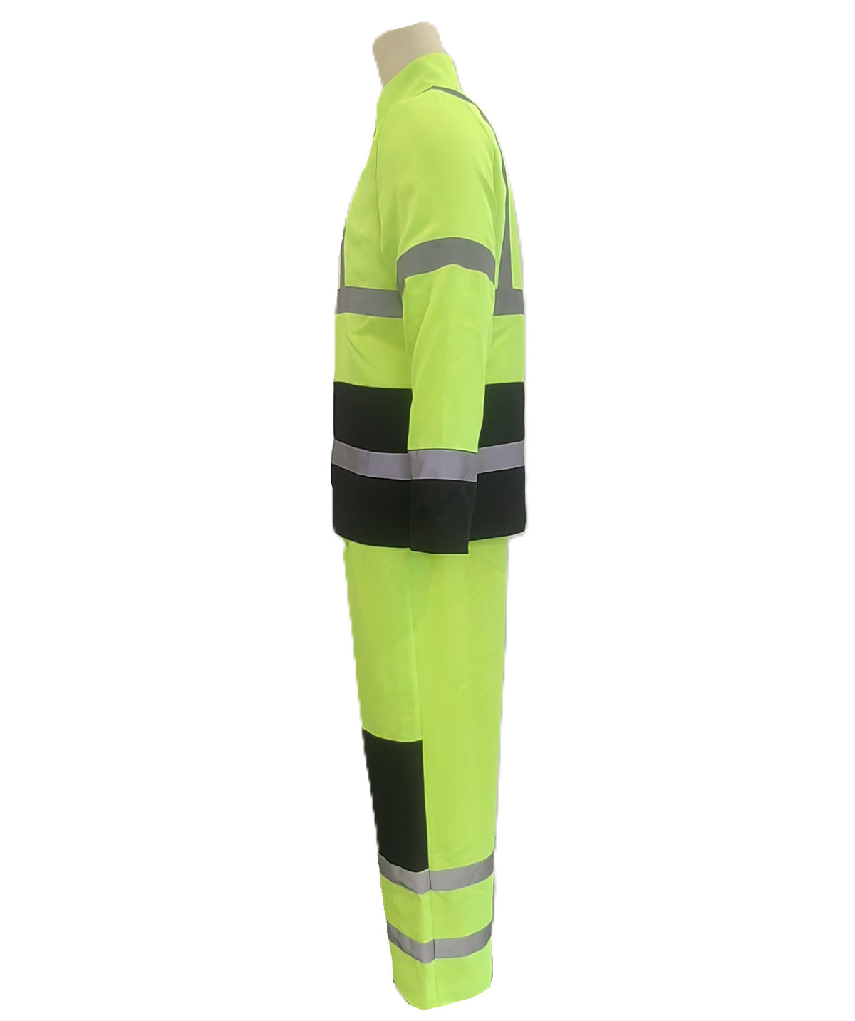 HPO Adult High-Visibility Worker Costume with Reflective Stripes - Neon Yellow Reflective Bands Black Contrast Panels with Jacket & Trousers Construction Set for Halloween Cosplay & Events