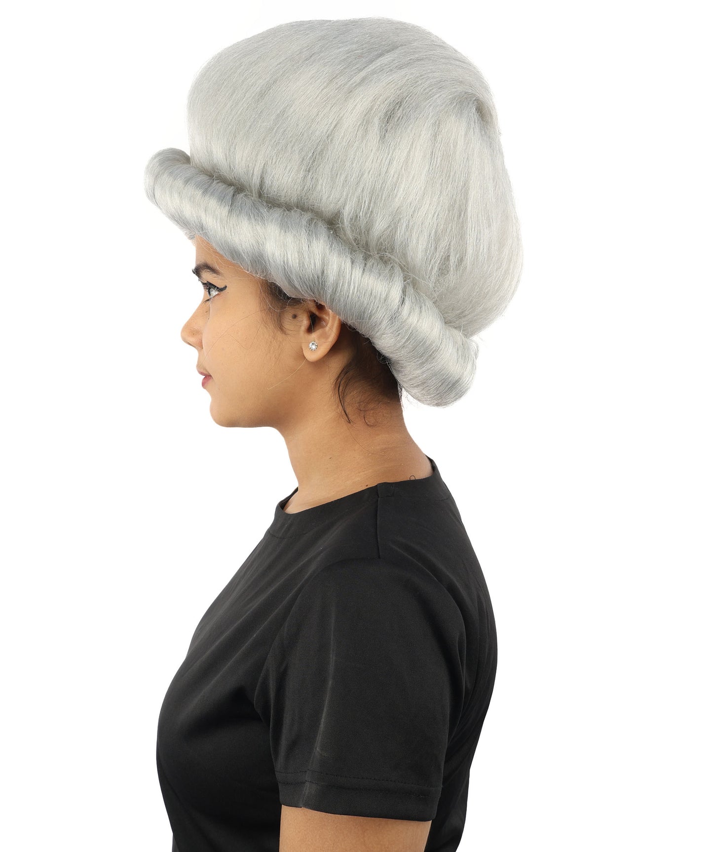 HPO Women's Voluminous Golden Blonde Grandma Wig | Medium Puffy Afro Style with Silver Texture, Synthetic Fiber & Adjustable Fit | Halloween, 100th Day of School, Theater & Funny Costume