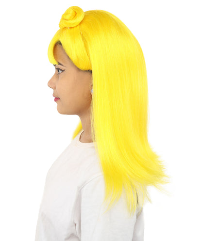 HPO Women's Brown & Pink Half Updo Bangs Wig | Create of synthetic fiber, blunt fringe with top bow, breathable base | Party, Halloween, theater, drag, performance, costume events