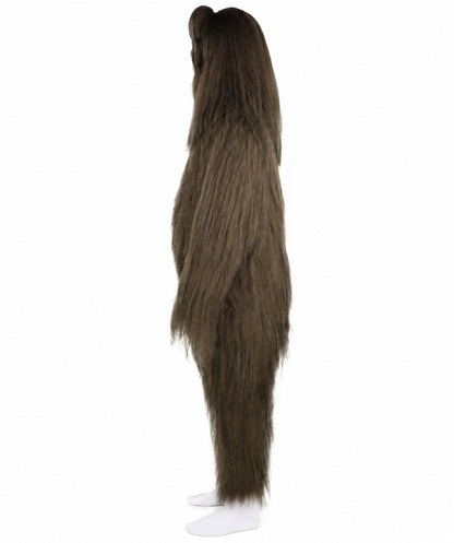HPO Unisex Extreme Hairy Person Costume, Mask and Bundle - Full-Body Hair Suit Extra-Long Ash Brown Costume Wig for Halloween, Cosplay & Parties