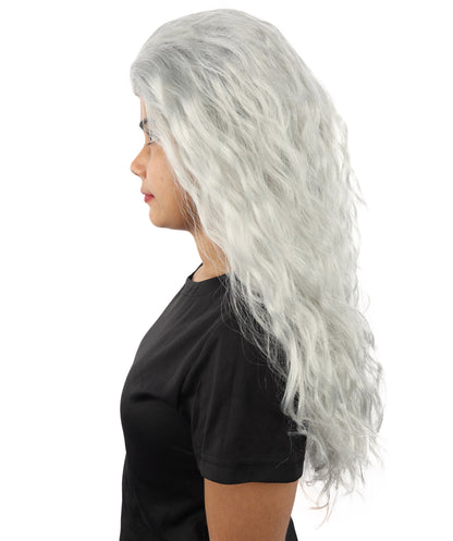 HPO Women’s Pink Long Wavy Wig | 25 Inch Long Hair with Capless Cap Design | Ideal for Playful at Halloween Cosplay, and Themed Parties