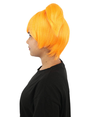 HPO Adult Women's Anime Trainer Character Wig | Vibrant hue multicolor options, create of synthetic fiber, short choppy bob with high side ponytail, breathable base | Cosplay, Halloween, theater, party, performance, costume events