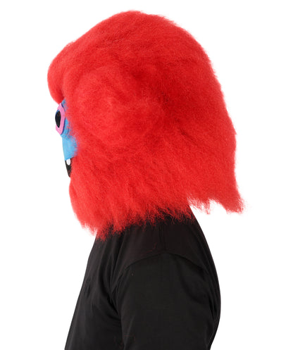 HPO Unisex Red Furry Monster Costume Set Full-Body Plush Cosplay Suit with Mask & Oversized Feet| Perfect for Halloween| Flame-retardant Synthetic Fabric