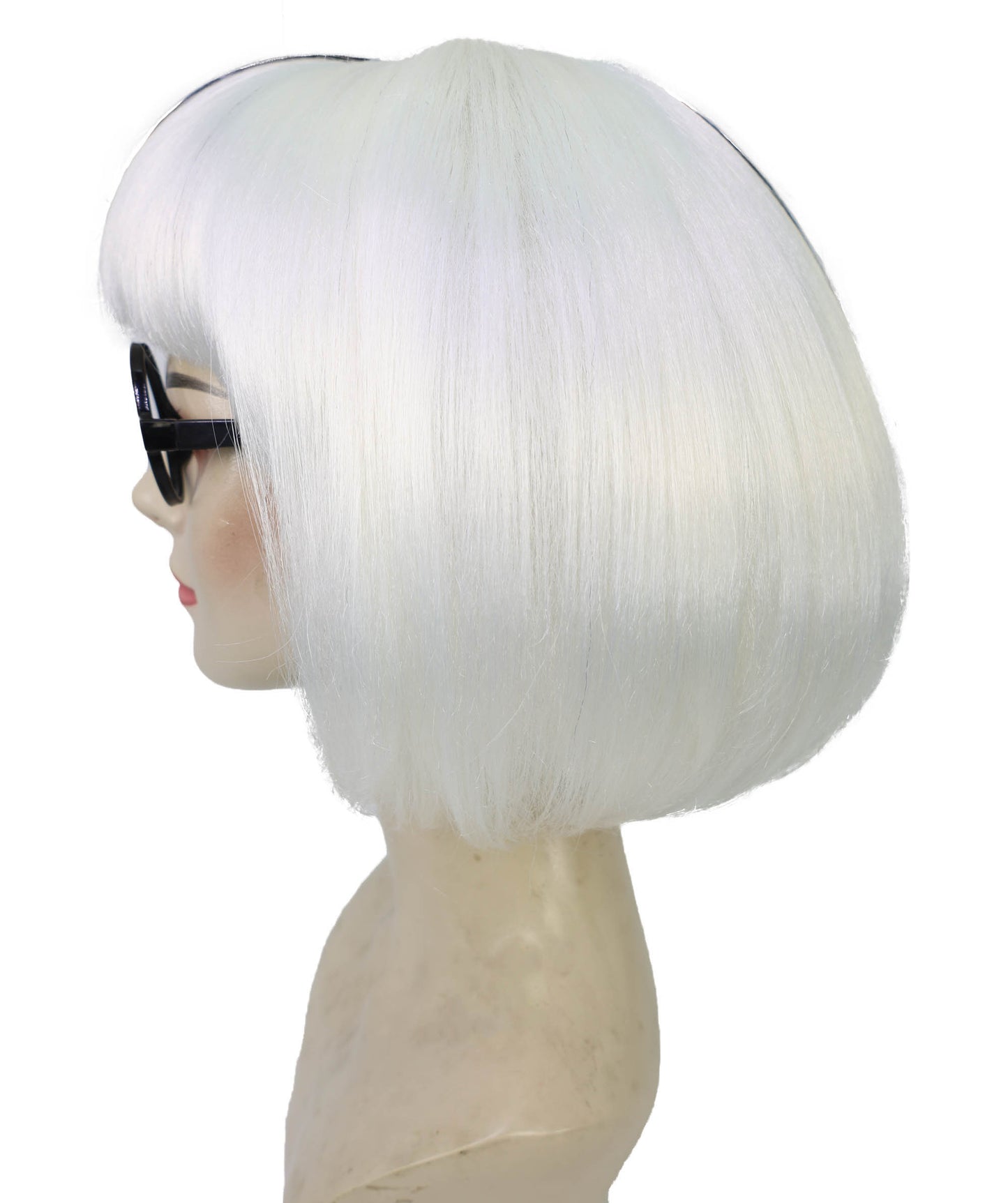 HPO | Fashion Edna | Multiple Colors Bob with Bangs and Glasses, Halloween Wig | Breathable Capless Cap