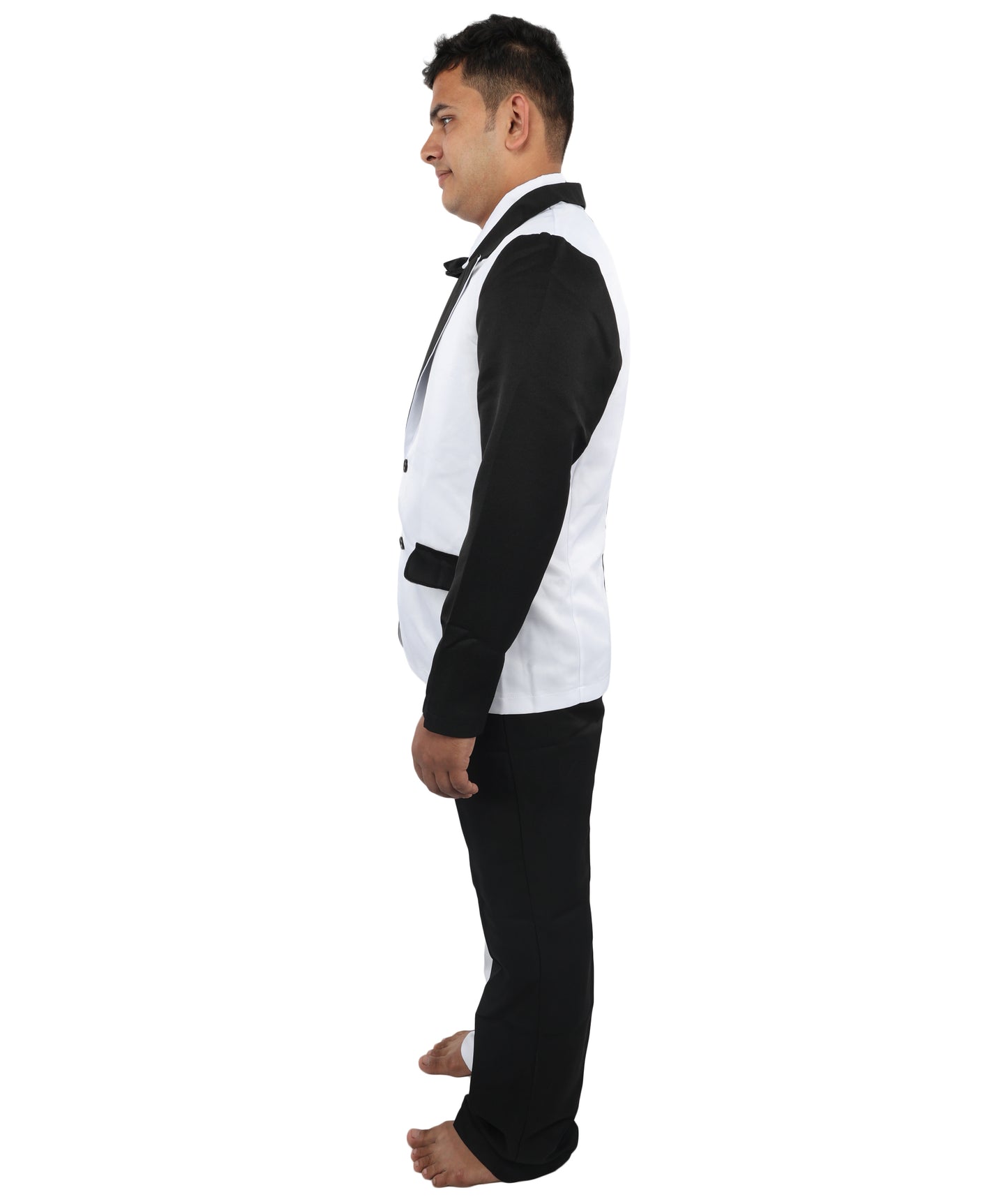 HPO Men’s White & Black Cosplay Tuxedo suit Costume - Two Piece Formal Cosplay Bodysuit | Stylish Party Outfit for Halloween