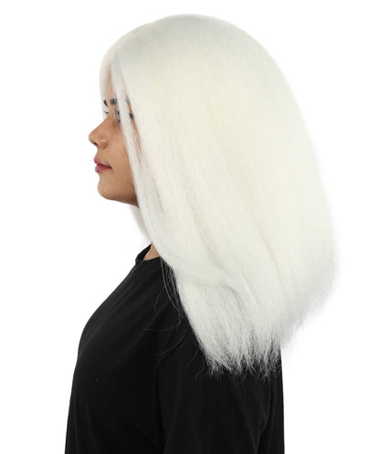 HPO Adult Women's Long Rounded Cartoon Hair Wig | Multiple Color Options | Bubble Bob, Deep Side Part, Heat Friendly Synthetic Strands & Breathable Net | Fancy Dress, Stage Show, Animated Character Events, Halloween & Festival