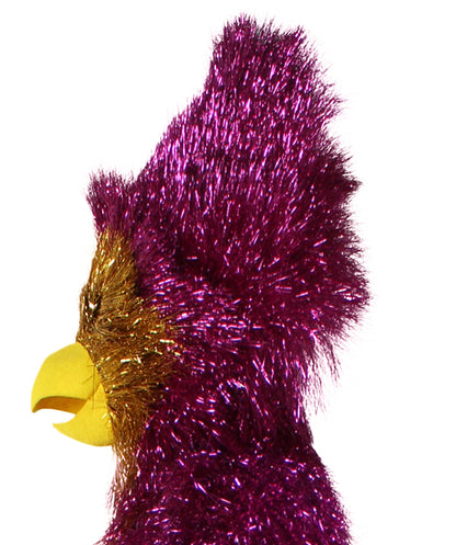 HPO Men's Furry Cardinal Mascot Tinsel Mask Costume, Halloween-Mask, Flame-retardant Tinsel Material