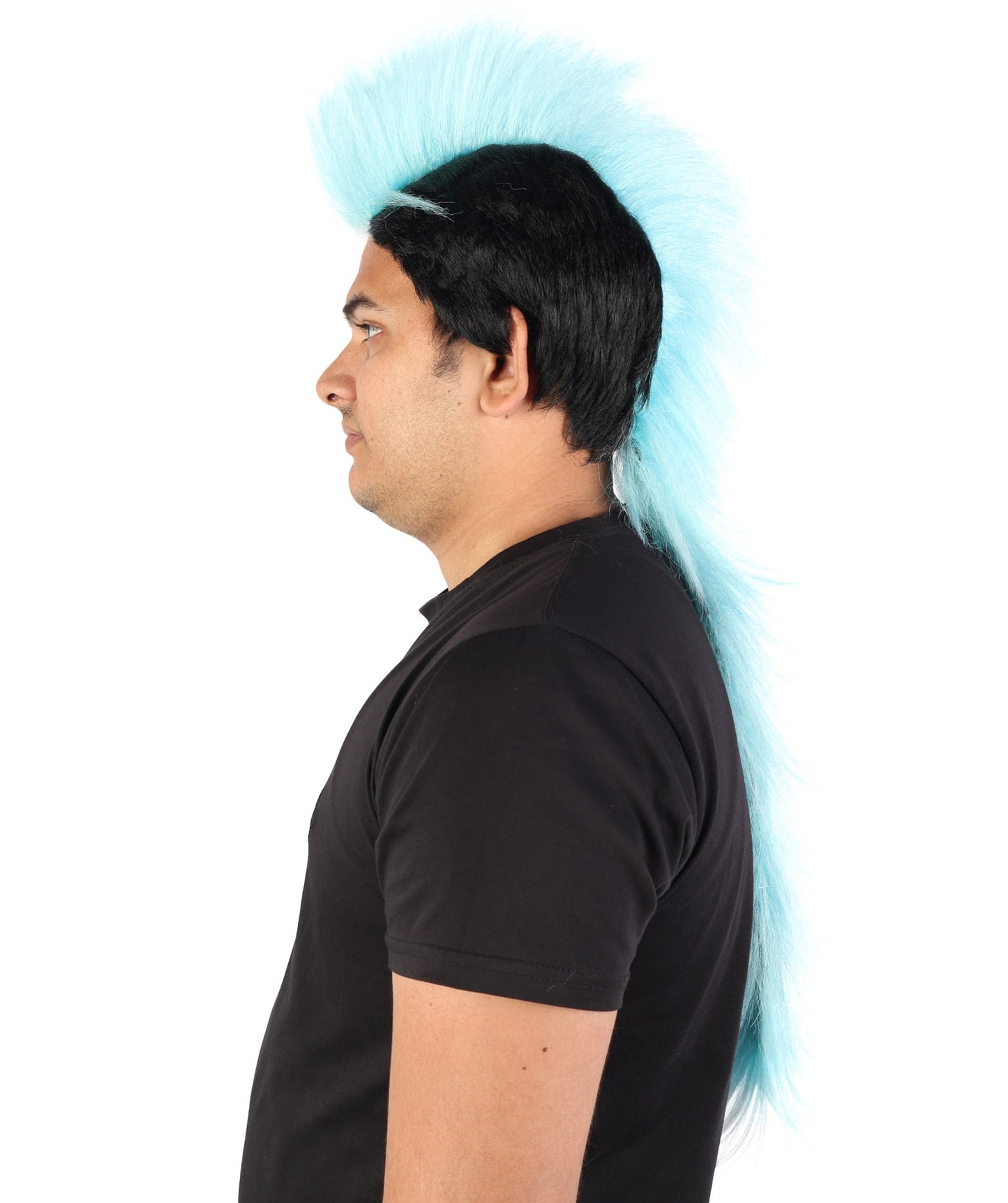 Long Tail Mohawk Wig | Two tone spiked synthetic top with extended dramatic tail and capless base | Essential for Halloween cosplay drag theater and costume events