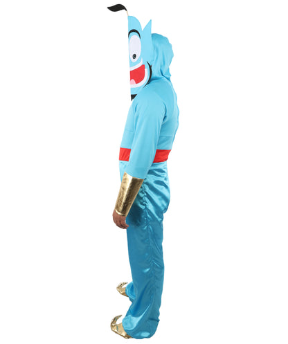 Blue Magical Spirit Costume with Pants, Vest & Belt | Men’s Fantasy Genie-Inspired Outfit for Halloween, Cosplay, Parties & Stage