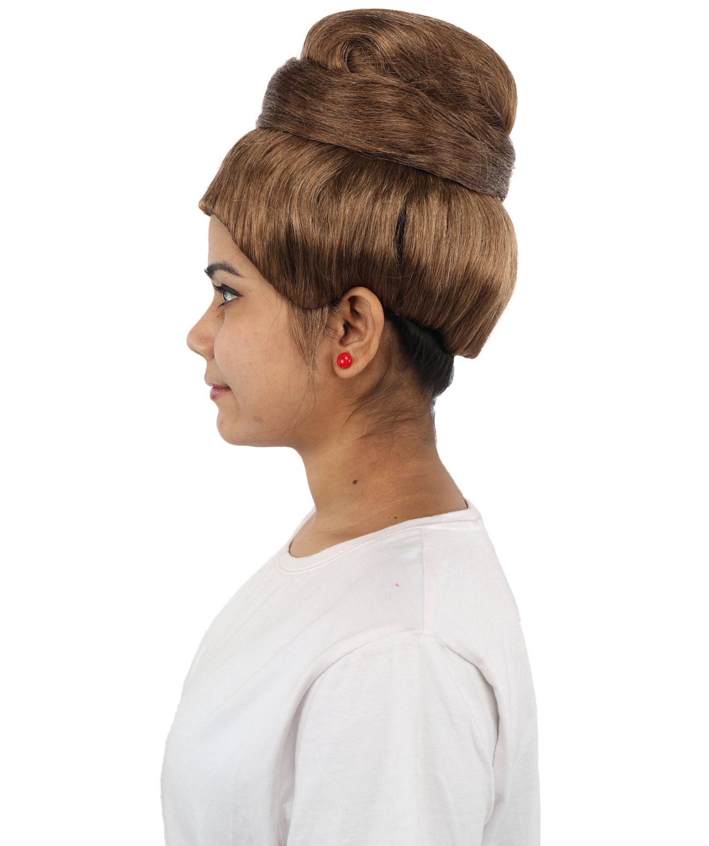 HPO Women's Brown Iconic Diva Roleplay Wig | Flame-resistant Synthetic Fiber with Capless Cap | Ideal for party, Halloween, cosplay, theater, drag, performance, costume events