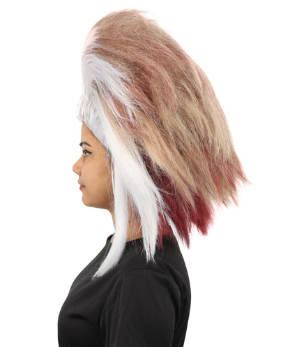 HPO Women's Swept Crest Theatrical Wig | Multi-tonal red and white hues, create of synthetic fiber, massive swept fan volume, breathable base | Party, Halloween, theater, drag, performance, costume events