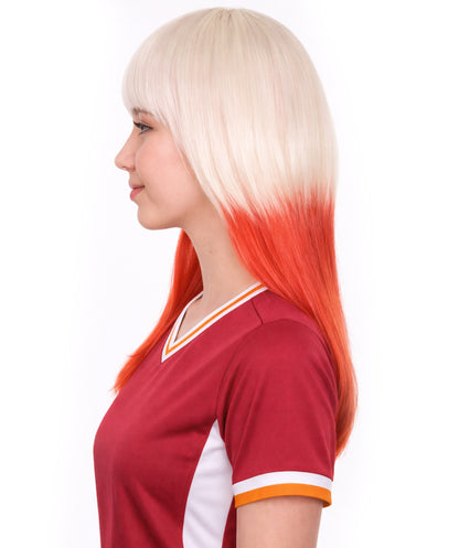 Poland Flag Sport Party Long Bob Wig | White Red National Pride Wig | Premium Breathable Capless Cap