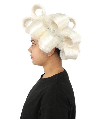 HPO Adult Women's Retro Roller Set Pink Wig | Multiple Color Options, create of synthetic fiber, large cylindrical curler texture, capless cap | Party, Halloween, theater, drag, performance, costume events