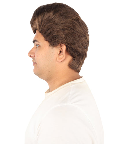 HPO Adult & Teen Men's Sleek Updo Theatrical Wig | Icy silver tone, create of synthetic fiber, striking swept front volume, breathable base | Party, Halloween, theater, drag, performance, costume events