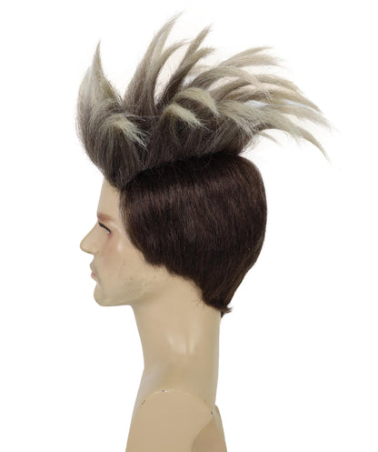 HPO Adult Men’s Multicolor Spiky Hero Wig | Green Mask & Goggles Costume Accessory | Flame-retardant Synthetic Fiber