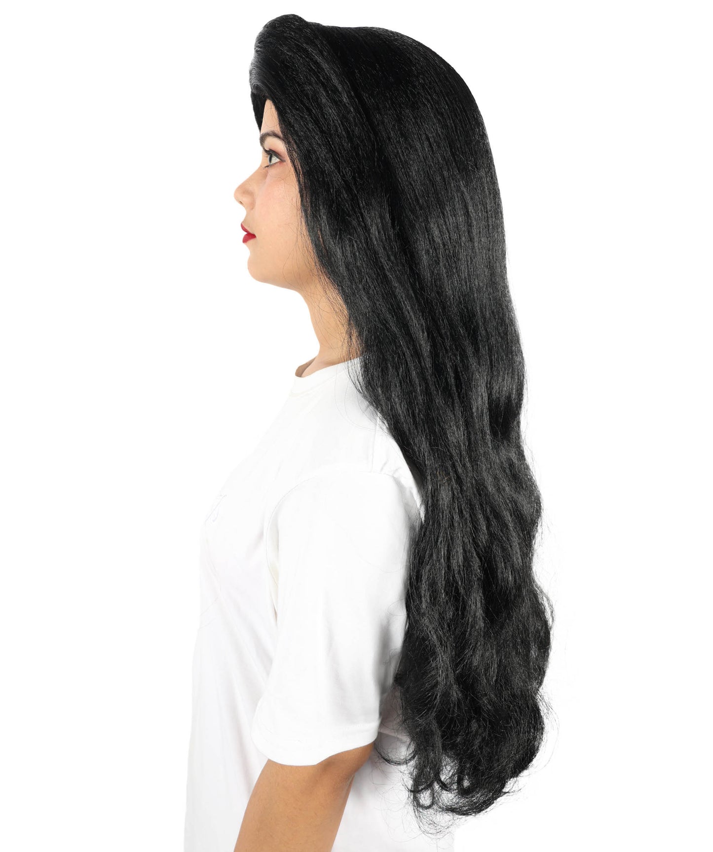 Celine Fantasy Warrior Wig | Extra Long Layered Black Hairpiece with Side Bangs | Cosplay, Halloween, Party & Stage-Ready Costume Wig