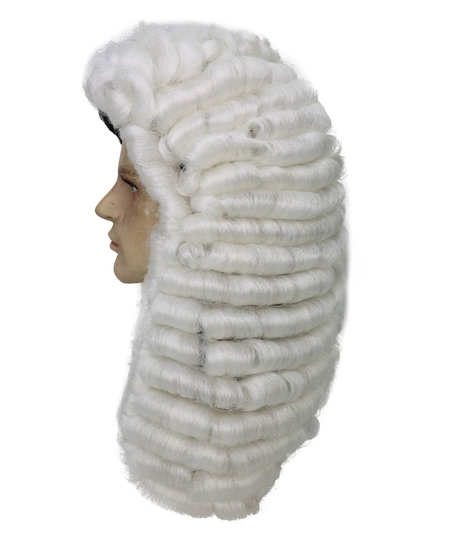 Colonial Men Judge Curly Long White Wig | Premium Breathable Capless Cap