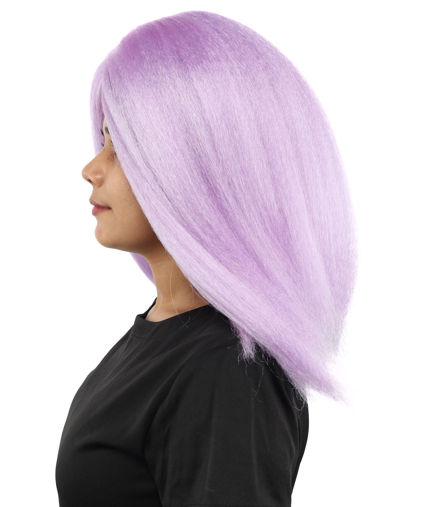 HPO Adult Women's Long Rounded Cartoon Hair Wig | Multiple Color Options | Bubble Bob, Deep Side Part, Heat Friendly Synthetic Strands & Breathable Net | Fancy Dress, Stage Show, Animated Character Events, Halloween & Festival