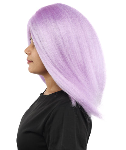 HPO Adult Women's Long Rounded Cartoon Hair Wig | Multiple Color Options | Bubble Bob, Deep Side Part, Heat Friendly Synthetic Strands & Breathable Net | Fancy Dress, Stage Show, Animated Character Events, Halloween & Festival