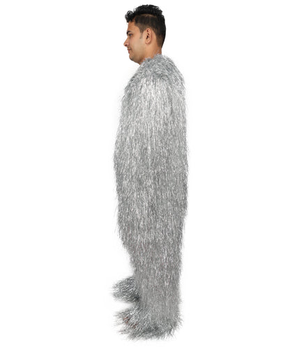HPO UnisexTinsel Hairy Costume, Bundle & Mask Set | Full-Body Suit & Matching Mask | Long Hair Funny Costume for Halloween, Performers, Cosplay & Mascots | Multicolor Options