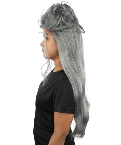 HPO Extra Long Messy Dark Grey Zombie-Style Wig | Distressed Hairpiece for Halloween, Cosplay, Themed Parties, Stage Performances & Haunted Roleplay