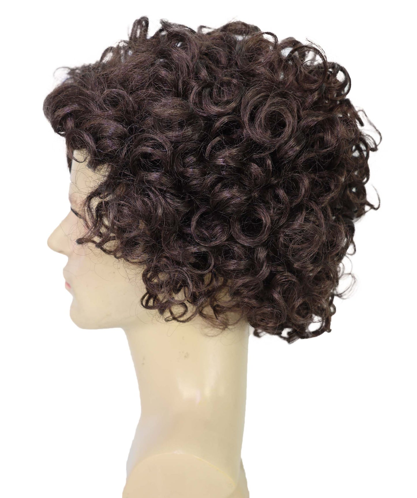 HPO Adult Male WIG Men Short Curly Dark Brown – Lightweight Synthetic Fiber, Perfect for Cosplay, Halloween, Historical Costumes, and Themed Events