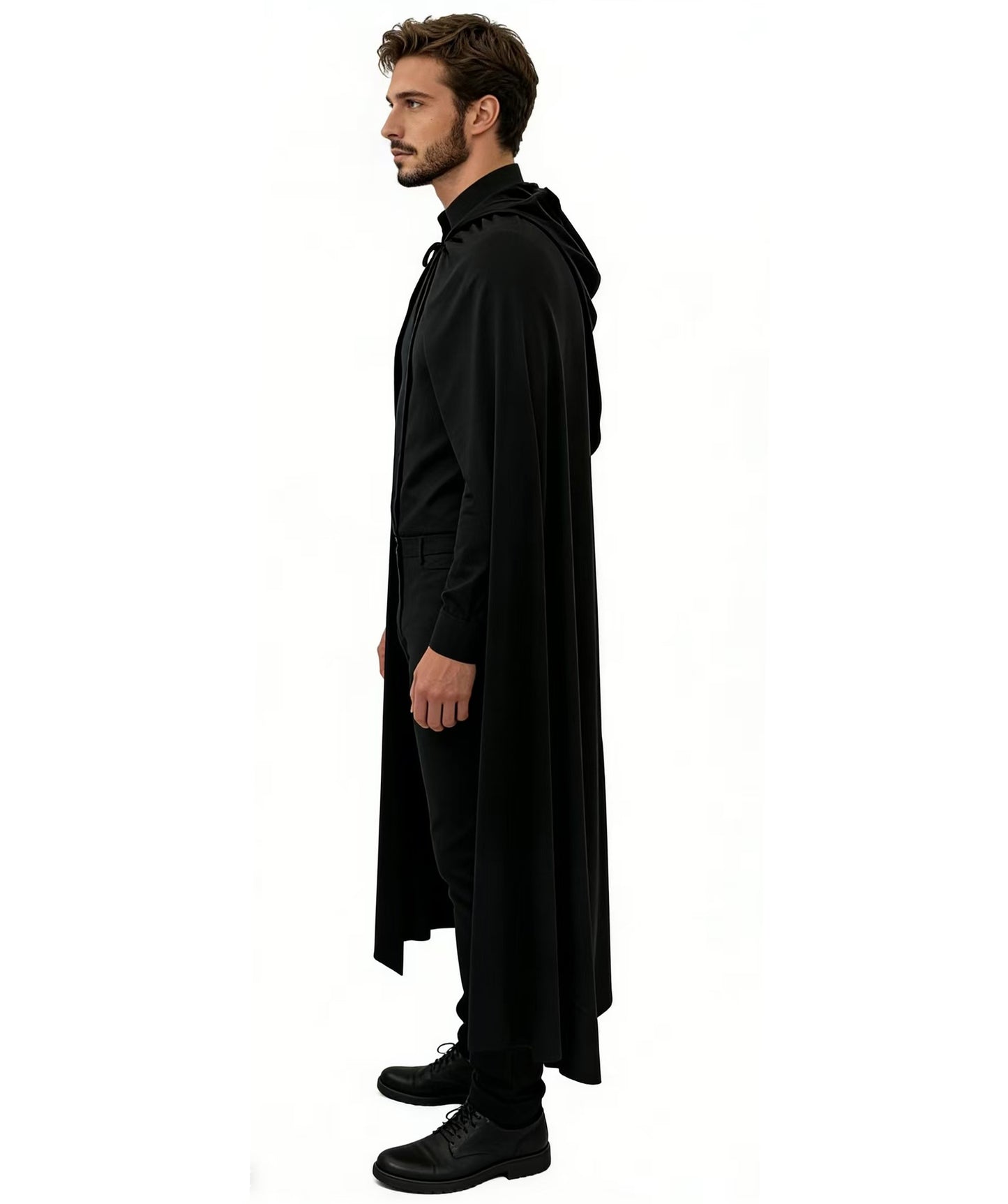 HPO Men's Classic Vampire Cloak Roleplay Black Set | Crafted from Flame-retardant Synthetic Febric with a comfortable free size fit | Ideal for party, Halloween, cosplay, theater, drag, performance, costume events