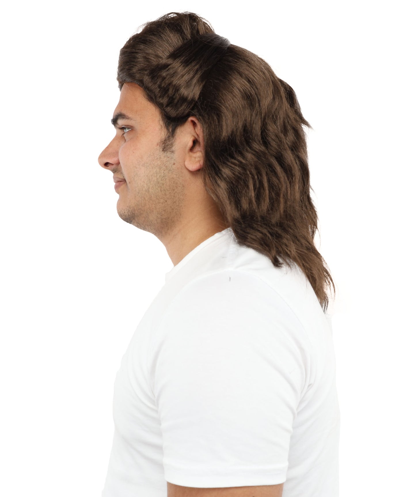 HPO Men's Wavy Synthetic Brown Wig | Layered Natural Hairpiece with Breathable Cap | Heat-Resistant Fiber for Cosplay & Halloween