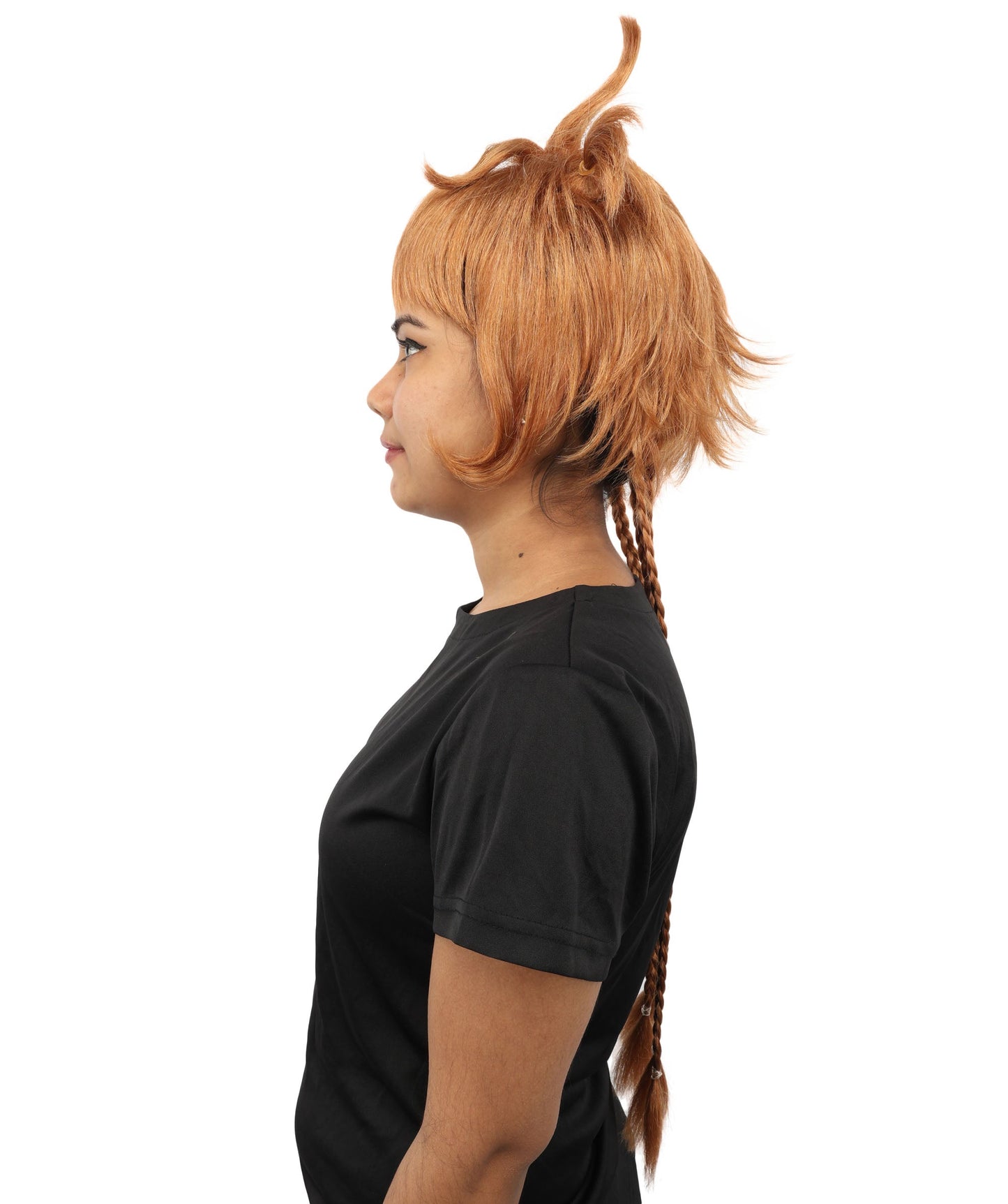 HPO Adult Women's Animal Ear Braided Wig | Multiple Color Options | Synthetic fiber, short bob with sculpted ears and long micro-braids, breathable base | Party, Halloween, theater, drag, performance, costume events