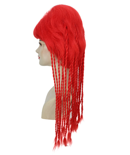 HPO Women’s Club Wig with Rave Red Braids | Bold Party Hairpiece for Adults | Rave Events, Cosplay & Themed Party Wig