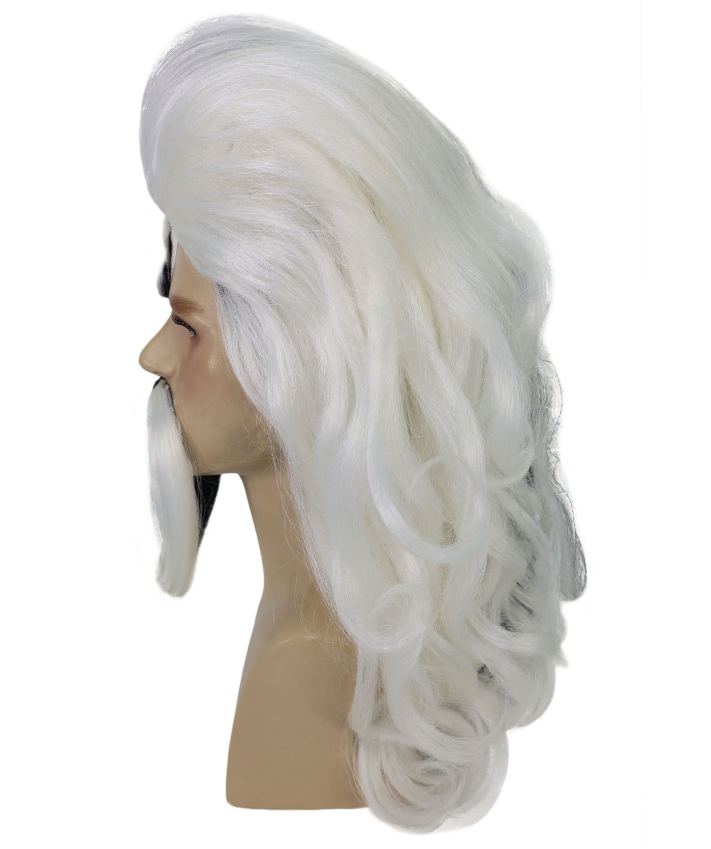 Men's Long Red Straight Handle Bar Mustache Smooth Wig | Premium Breathable Capless Cap