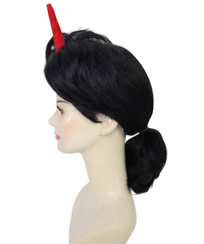 HPO Women's Side Character Demon-Inspired Wig | Short Spiky Black & Red Wig | Hairpiece for Halloween Cosplay Parties & Stage Roleplay