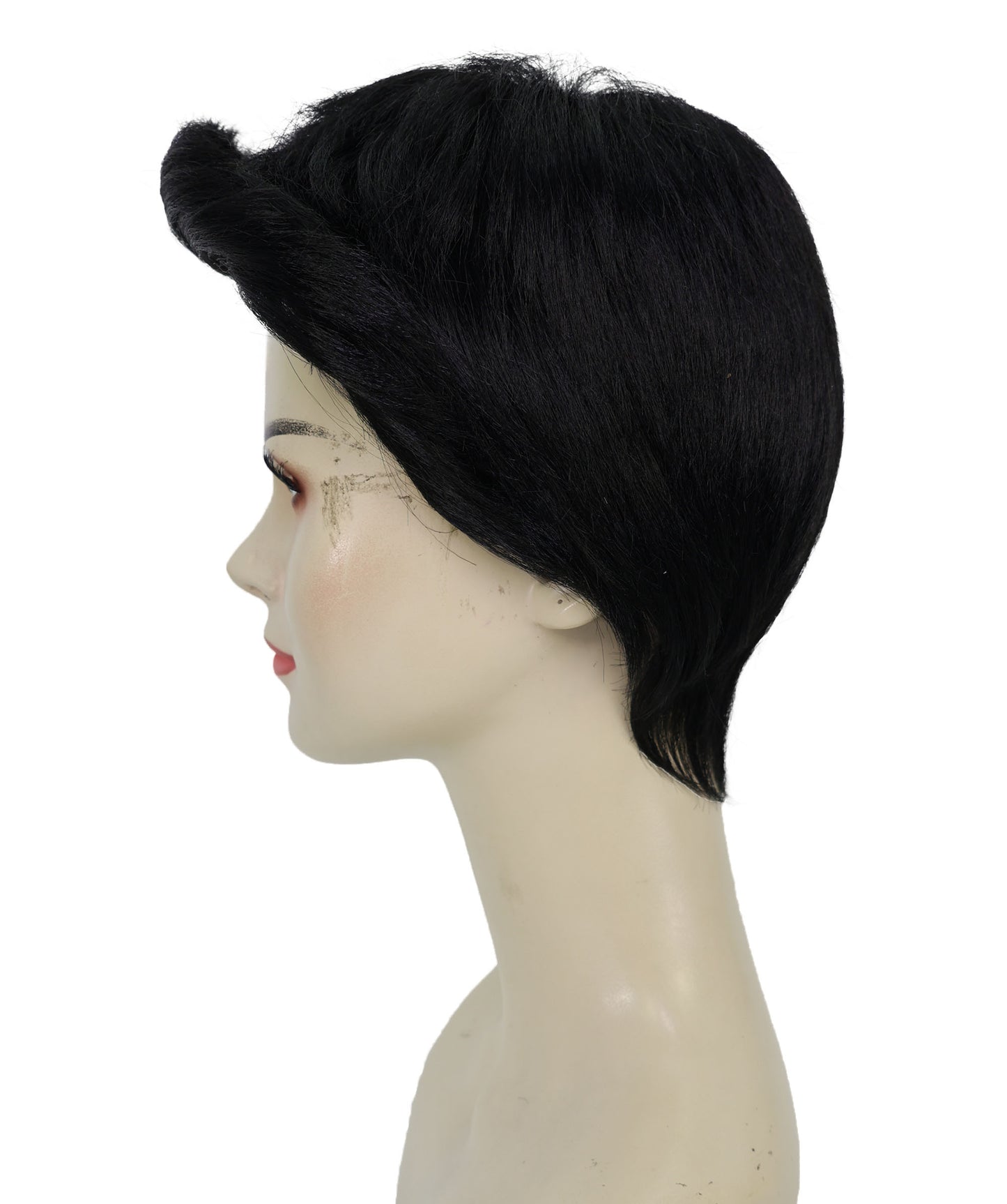 HPO Adult Women’s Smooth & Light Curly Short Black Wig | Natural Look Costume & Fashion Wig | Ideal for Halloween | Breathable Capless Cap