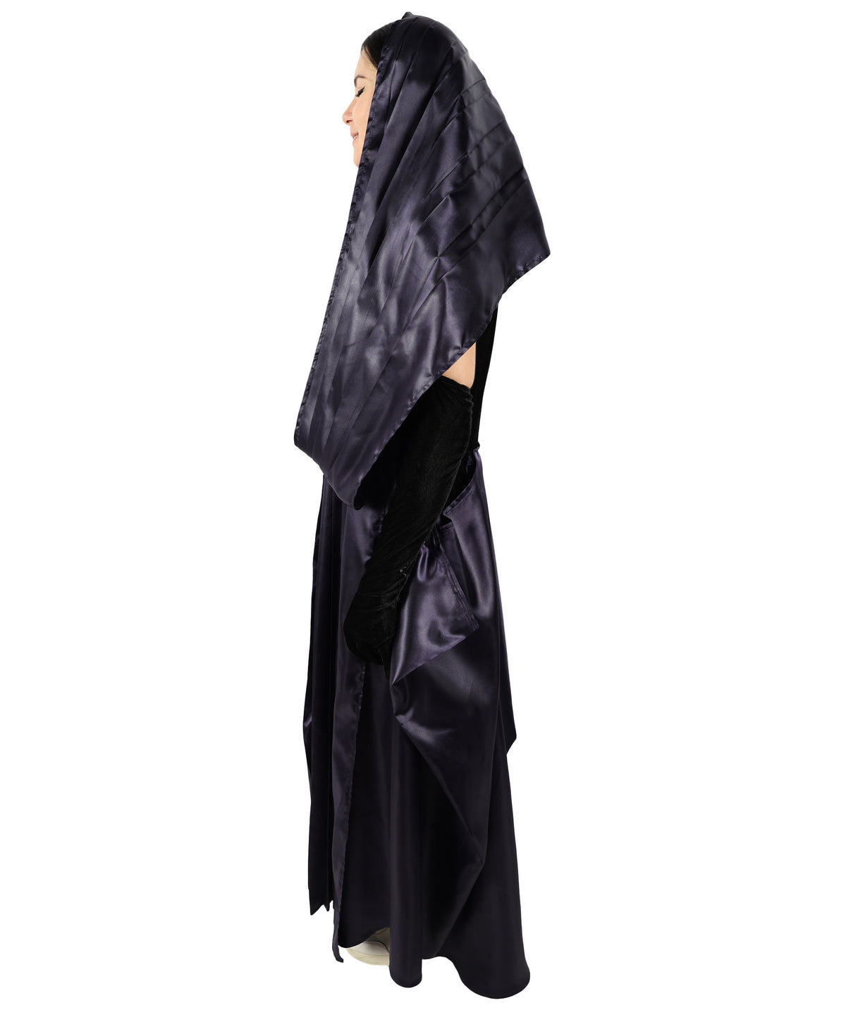 HPO Women's Fictional Movie Character Navy Blue And Black Long Costume, Perfect for Halloween, Flame-retardant Synthetic Fabric
