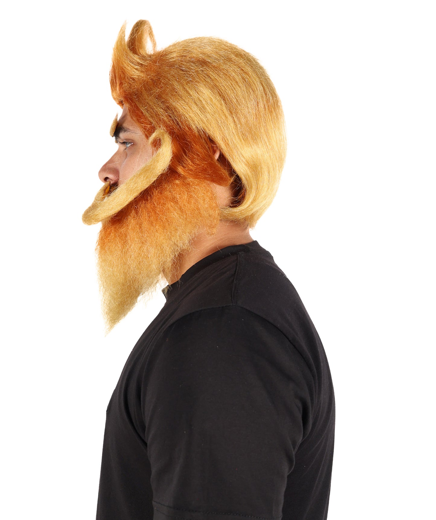 HPO Men's Dwarf Cartoon Character Wig Set with Mustache and Beard I Flame-retardant Synthetic Fiber