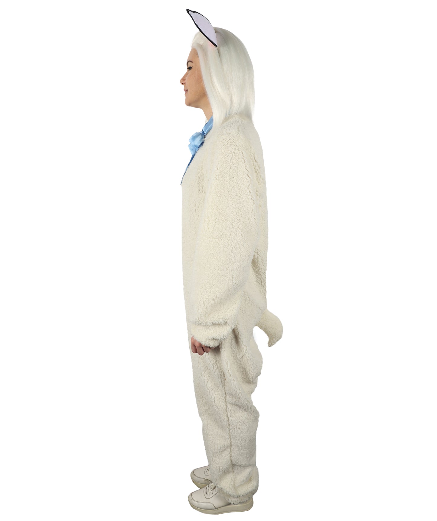 HPO Unisex White Long Lamb Wig and Costume | Suitable for Halloween | Flame-retardant Synthetic Fabric
