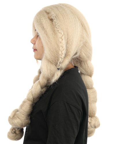 HPO Women’s Dark Blonde Braided Wig – Princess Inspired Extra Long Braids for Cosplay, Fantasy Hair | Warrior Hairpiece for Themed Events, Costume Parties & Creative Dress Up