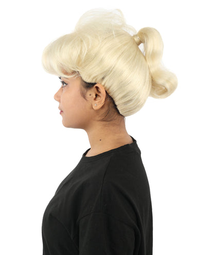 HPO Adult Women's Retro Pin-Up Wig | Multicolor Options, create of synthetic fiber, vintage curled bumper bangs with rolled back, breathable base | Party, Halloween, theater, drag, performance, costume events