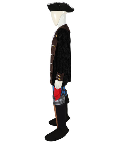 HPO Adult Men’s Pirate Jacket Halloween Costume | Classic Buccaneer Style Coat with Gold Trim and Lace Cuffs | Costume Parties & Themed Events