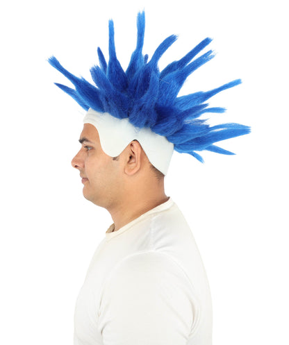 HPO Adult Men's Spiky Bald Illusion Wig | Multiple Color Options  |  Two-tone vibrant hue, create of synthetic fiber, stiff spiked volume, integrated forehead piece | Party, Halloween, theater, drag, performance, costume events
